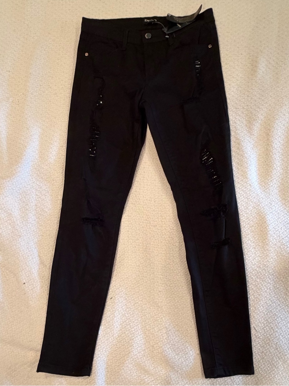 Bebe Black Distressed Skinny Jeans - Women